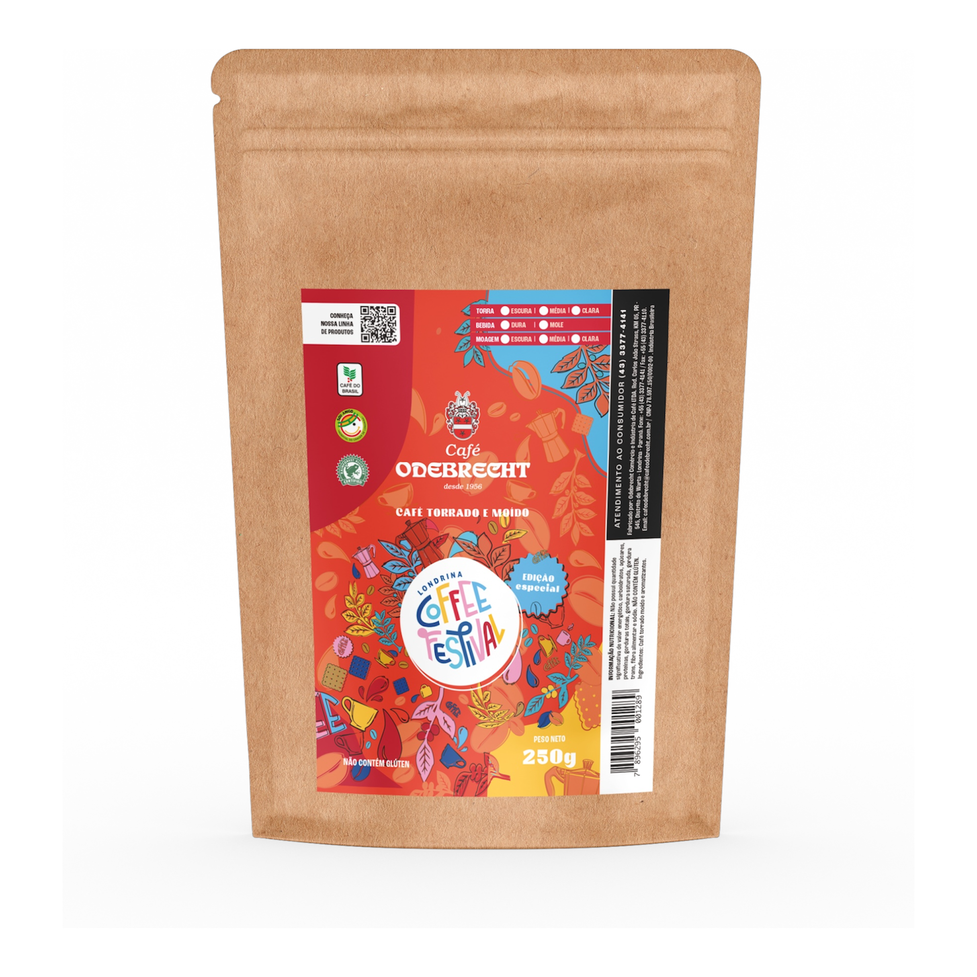 Café Odebrecht em Grãos 100% Arábica Limited Edition Coffee Festival Maringá 250g